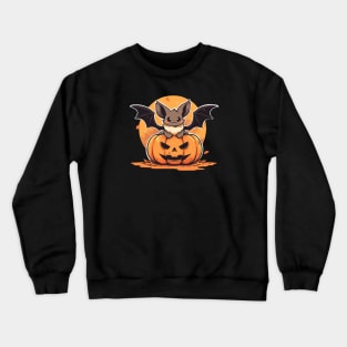 A tiny bat in a pumpkin Crewneck Sweatshirt